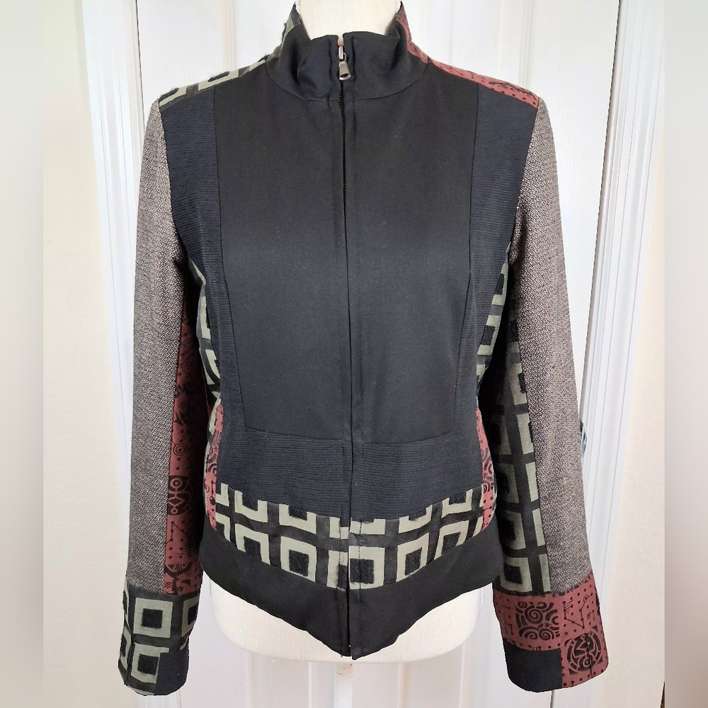 Adventures Des Toiles Womens Full Zip Multi Fabric/Texture Jacket EU 40